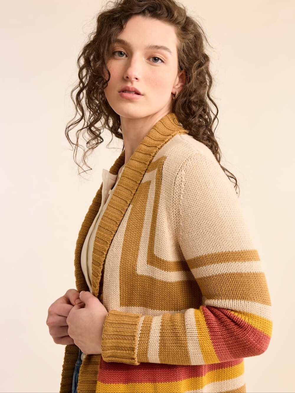 Pendleton Harding Wool Blend Open Cardigan Sandshell Small - Picture 4 of 11